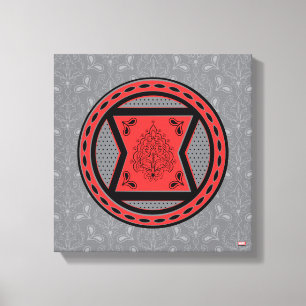 Avengers   Red & Black Paisley Black Widow Logo Canvas Print