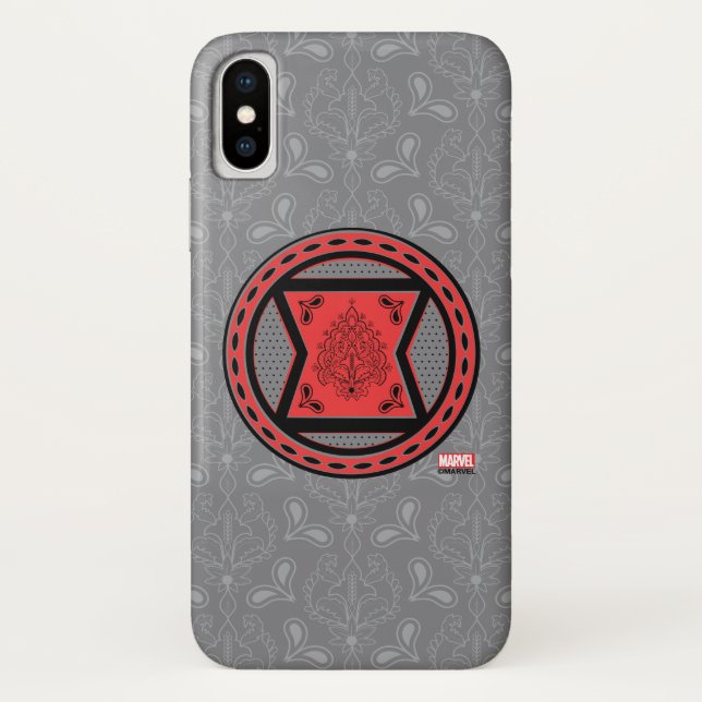 Avengers | Red & Black Paisley Black Widow Logo Case-Mate iPhone Case (Back)