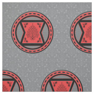 Avengers   Red & Black Paisley Black Widow Logo Fabric