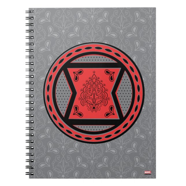 Avengers | Red & Black Paisley Black Widow Logo Notebook (Front)