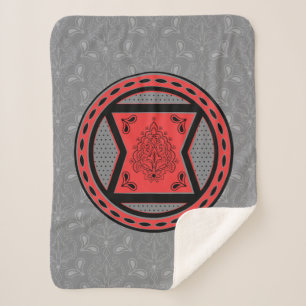 Avengers   Red & Black Paisley Black Widow Logo Sherpa Blanket
