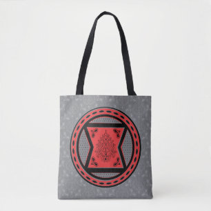 Avengers   Red & Black Paisley Black Widow Logo Tote Bag