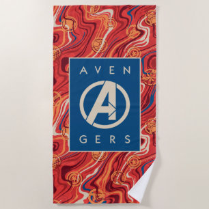 Avengers   Red Marble Painted Avengers Logo Beach Towel