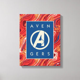 Avengers   Red Marble Painted Avengers Logo Canvas Print