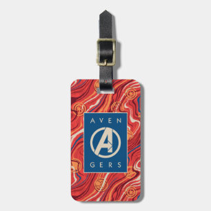 Avengers   Red Marble Painted Avengers Logo Luggage Tag