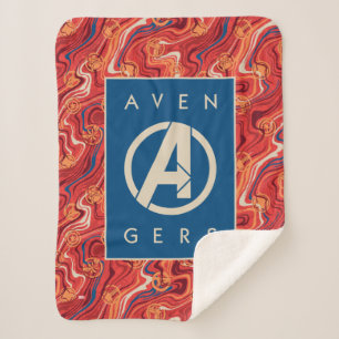 Avengers Red Marble Painted Avengers Logo Sherpa Blanket
