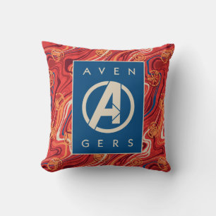 Avengers Red Marble Painted Avengers Logo Throw Pillow