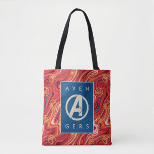 Avengers   Red Marble Painted Avengers Logo Tote Bag