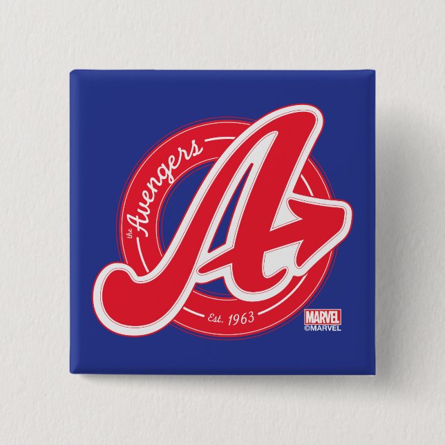 Avengers | Retro Avengers Logo Est 1963 2 Inch Square Button (Front)