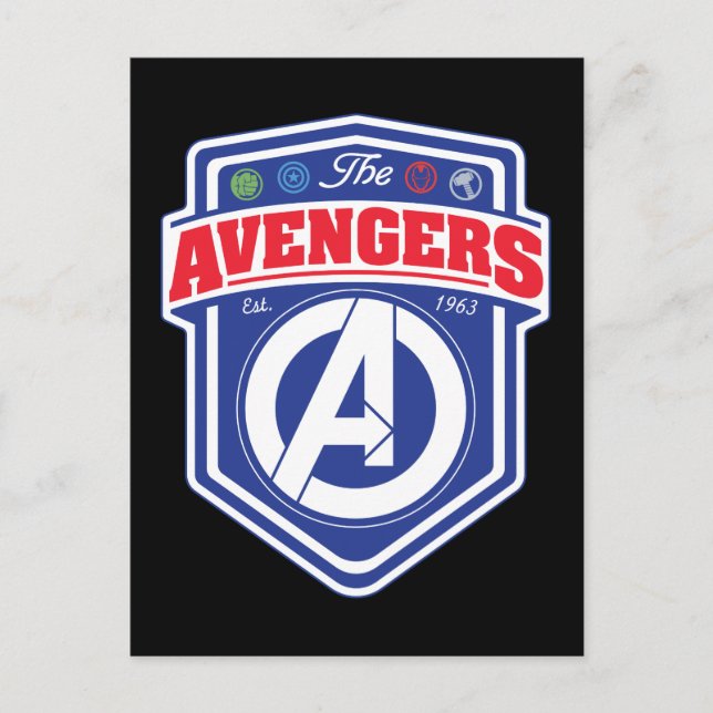 Avengers | Retro Avengers Shield Badge Postcard (Front)
