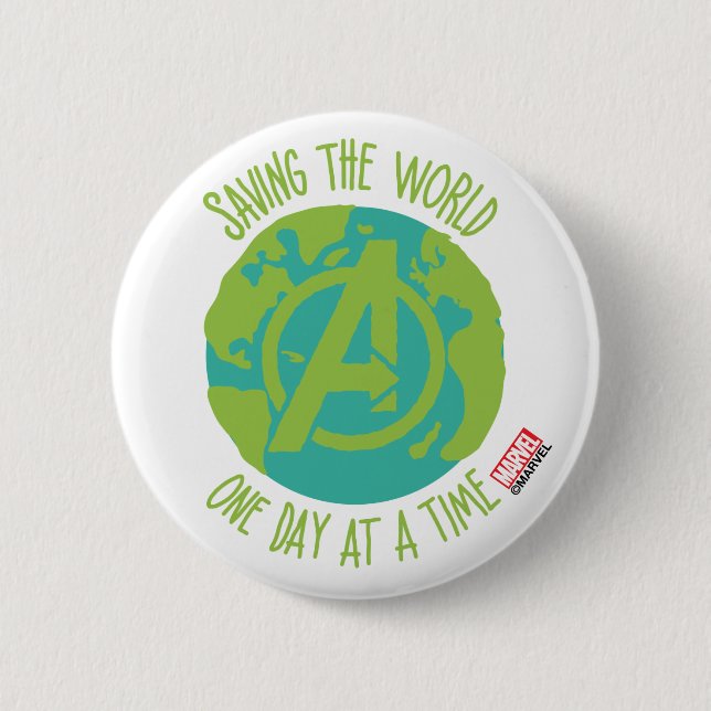 Avengers | Saving The World One Day At A Time 2 Inch Round Button (Front)