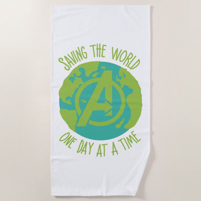 Avengers | Saving The World One Day At A Time Beach Towel (Front)