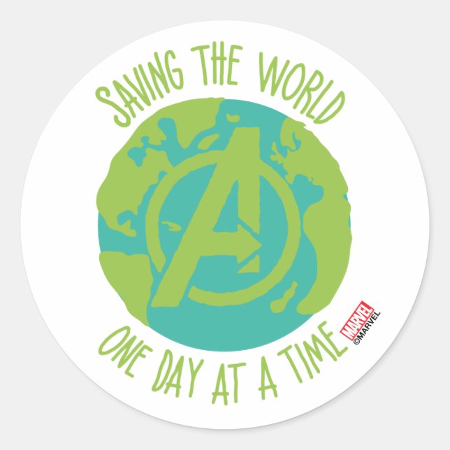 Avengers | Saving The World One Day At A Time Classic Round Sticker (Front)