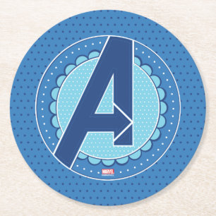 Avengers   Scalloped Avengers Logo Round Paper Coaster