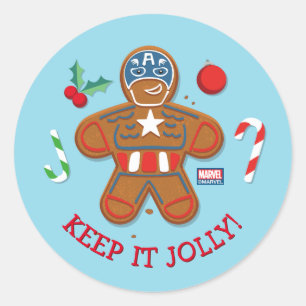 Avengers Seasonal   Captain America Cookie Classic Round Sticker
