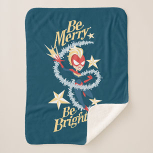 Avengers Seasonal   Captain Marvel "Be Merry" Sherpa Blanket