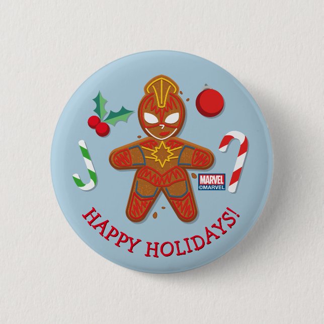 Avengers Seasonal | Captain Marvel Cookie 2 Inch Round Button (Front)