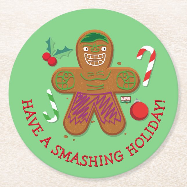 Avengers Seasonal | Hulk Cookie Round Paper Coaster (Front)
