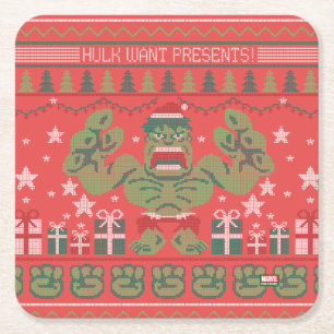 Avengers Seasonal Hulk Cross-Stitch Gift Pattern Square Paper Coaster
