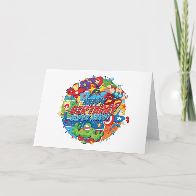 Avengers Super Hero Birthday Card (Front)