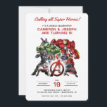 Avengers Superhero Twins Birthday Invitation<br><div class="desc">Invite all your family and friends to your twins Avengers themed Birthday with these awesome Birthday invites. Personalize by adding all your party details!</div>
