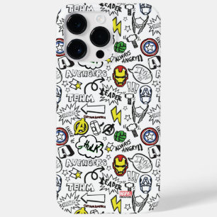 Avengers Symbols Doodle Pattern Case-Mate iPhone 14 Pro Max Case