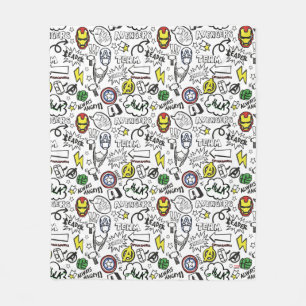 Avengers Symbols Doodle Pattern Fleece Blanket