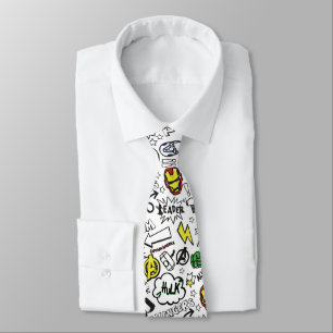 Avengers Symbols Doodle Pattern Tie