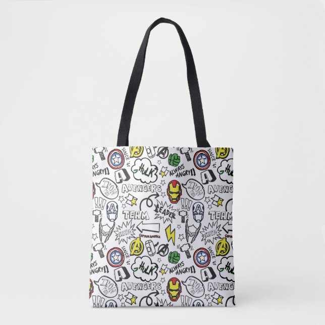 Avengers Symbols Doodle Pattern Tote Bag (Front)