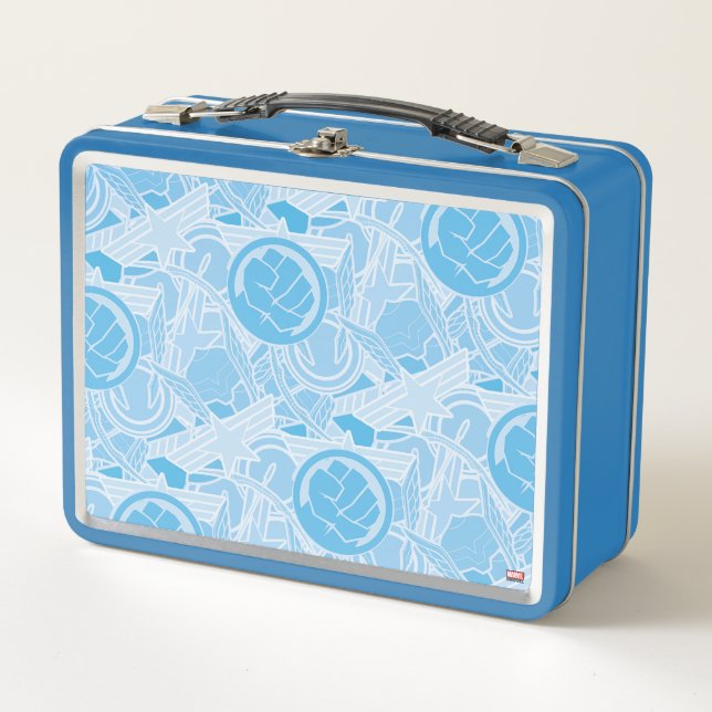 Avengers Symbols Pattern Metal Lunch Box (Front)