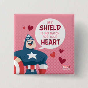 Avengers Valentine's Day Captain America Shield 2 Inch Square Button