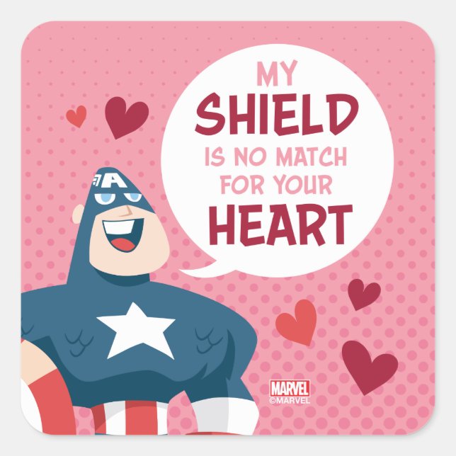 Avengers Valentine's Day | Captain America Shield Square Sticker (Front)