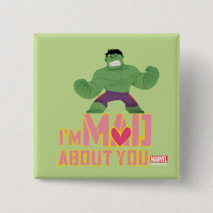 Avengers Valentine's Day Hulk Mad About You 2 Inch Square Button