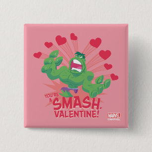 Avengers Valentine's Day Hulk - You're A Smash 2 Inch Square Button