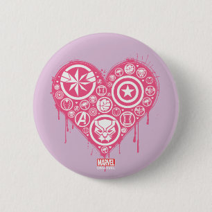 Avengers Valentine's Day   Painted Heart Icons 2 Inch Round Button