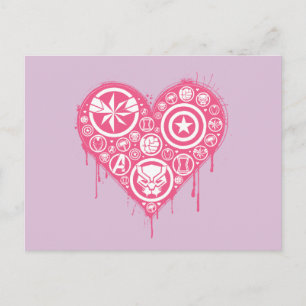 Avengers Valentine's Day   Painted Heart Icons Postcard