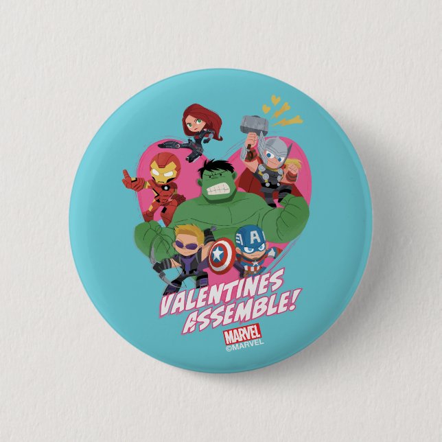 Avengers Valentine's Day | Valentine's Assemble 2 Inch Round Button (Front)