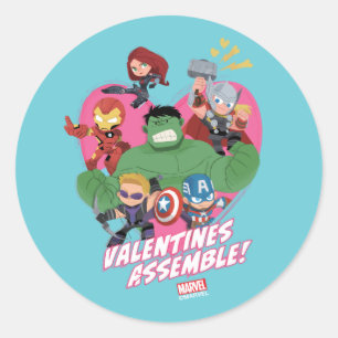 Avengers Valentine's Day   Valentine's Assemble Classic Round Sticker