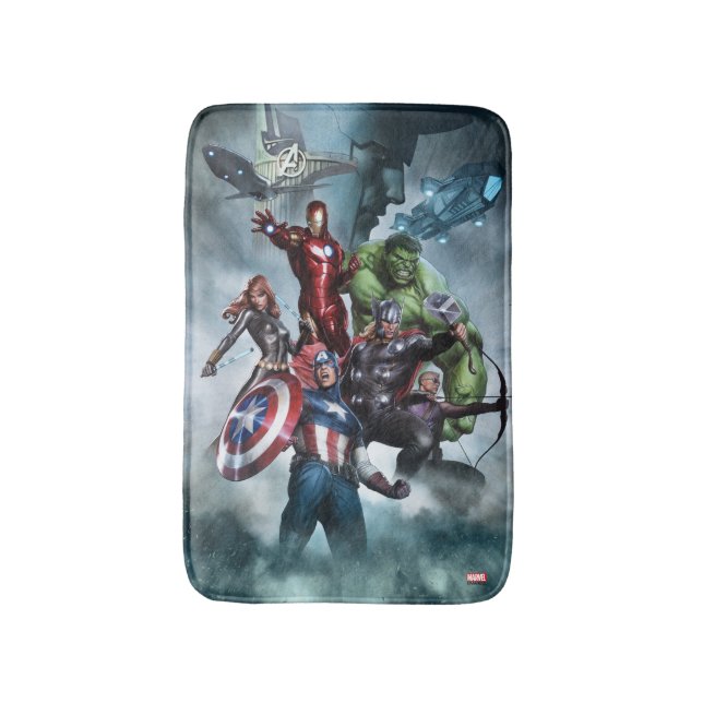 Avengers Versus Loki Drawing Bath Mat (Front Vertical)