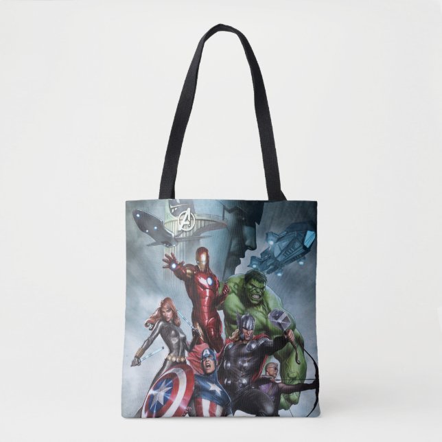 Avengers Versus Loki Drawing Tote Bag (Front)