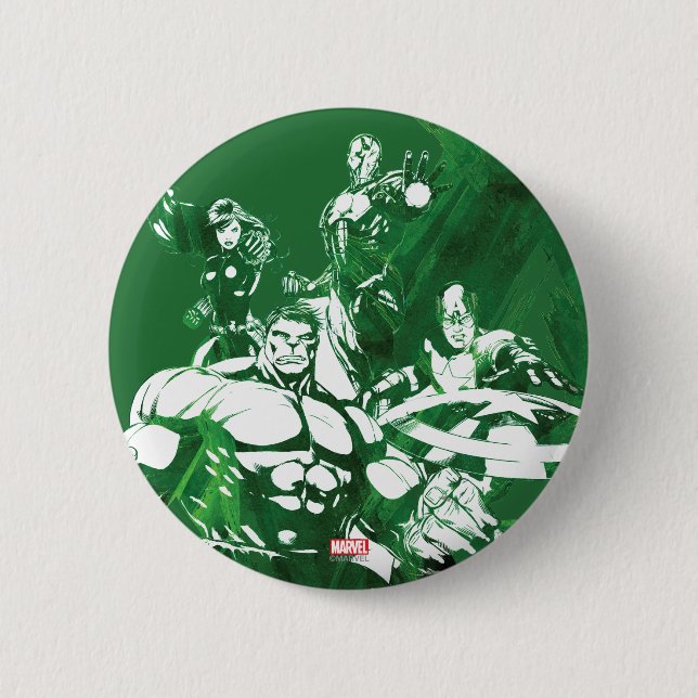 Avengers Watercolor Graphic 2 Inch Round Button (Front)