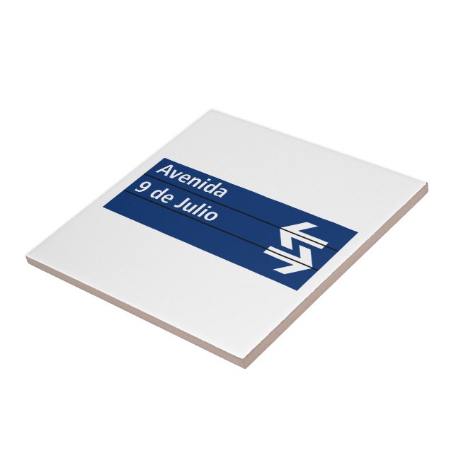 Avenida 9 de Julio, Buenos Aires Street Sign Tile (Side)
