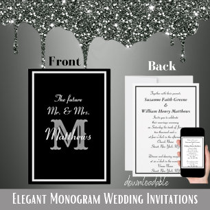 Avenir Élégant M. Mme Monogram Invitations de mari