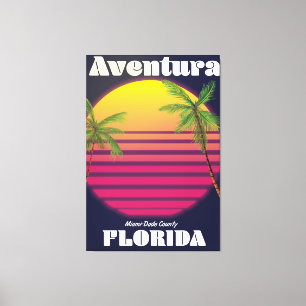 Aventura Florida USA 80s travel poster Canvas Print