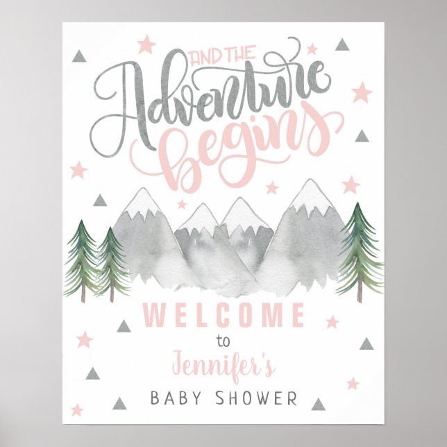 Aventure Affiche de bienvenue rose fille (Devant)