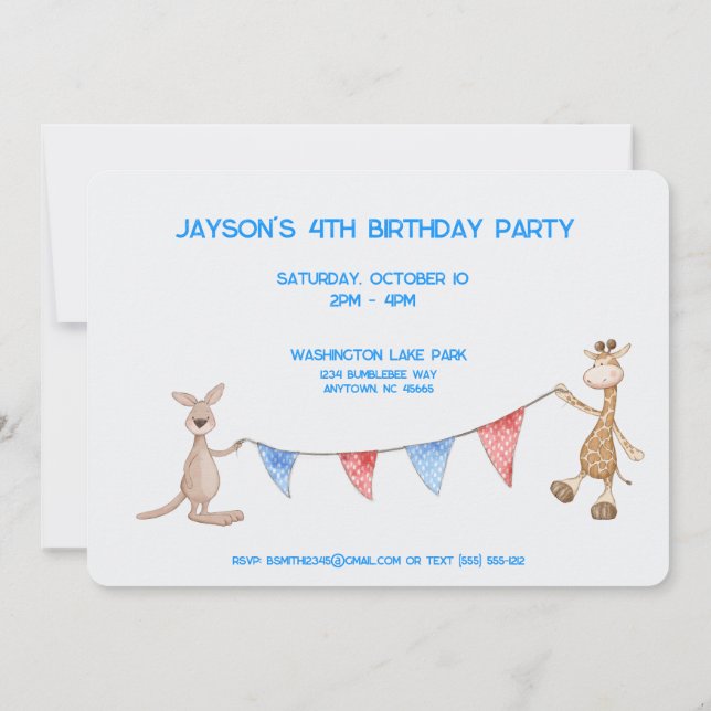 Aventure Attend Animaux Mignons Invitation Personn (Dos)