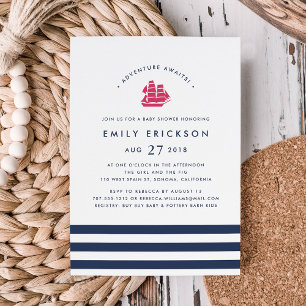 Aventure Attend   Invitation Baby shower nautique