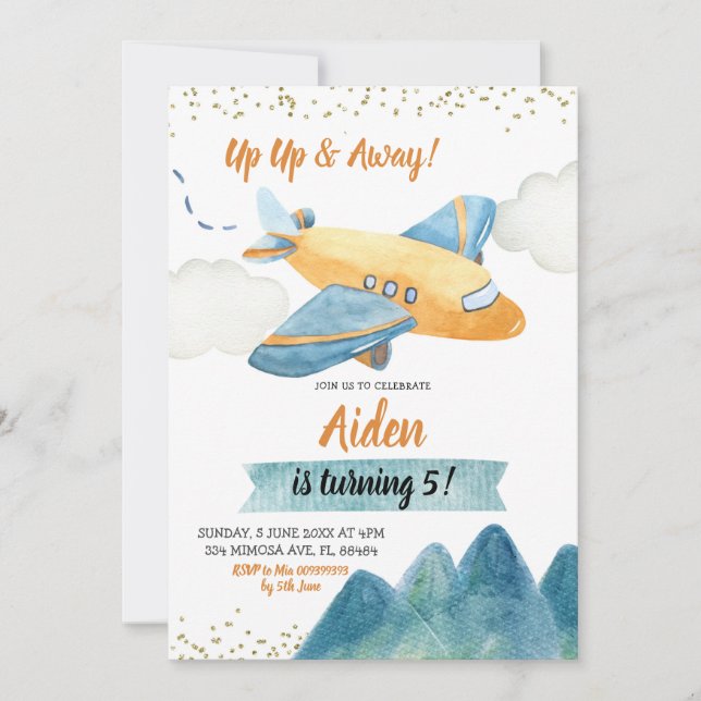 Aventure Avion Boy Anniversaire Fête Invitation (Devant)