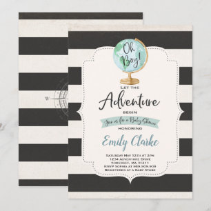 Aventure commence Baby shower Invitation Carte Dou