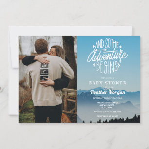 Aventure commence Baby shower Photo Invitation